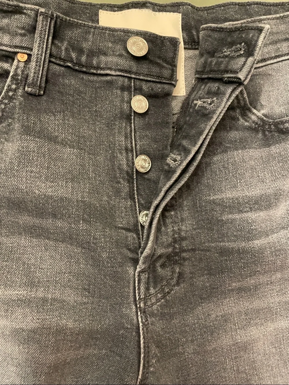 MOTHER Last Ride GrayCharcoal The Skipper Short N' Long Fray Jean Shorts Size 29